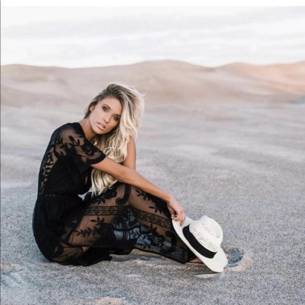 Honey Punch Black Lace Romper Dress Boho